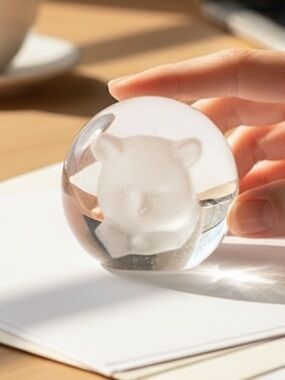 Vintage Zajecar Lead Crystal Bear Paperweight Yugoslavia 24% Frosted Head Clear